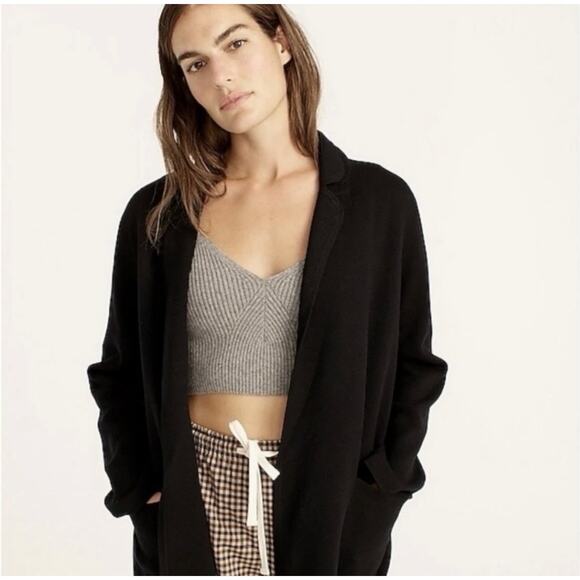 J. Crew Eloise Sweater Blazer Black Knit Open Cardigan Size Small BA552 Work - Picture 4 of 9
